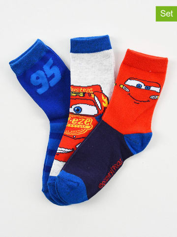 Disney Cars 3-delige set: sokken "Cars" blauw/rood/lichtgrijs