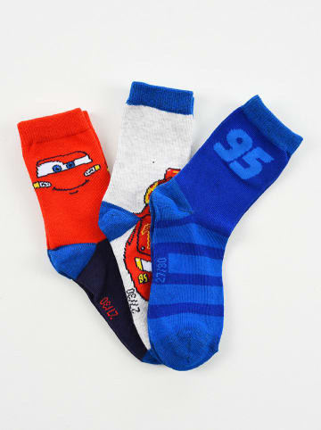 Disney Cars 3er-Set: Socken "Cars" in Blau/ Rot/ Hellgrau
