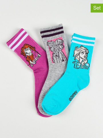 FROZEN 3er-Set: Socken "Frozen" in Grau/ Türkis/ Lila