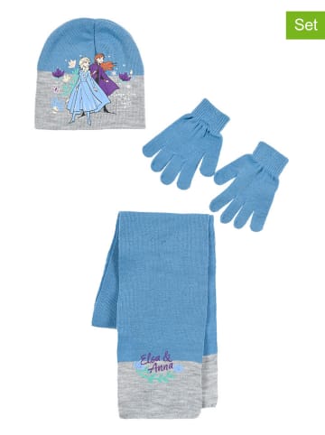 FROZEN 3tlg. Winteraccessoires-Set "Frozen" in Hellblau/ Hellgrau