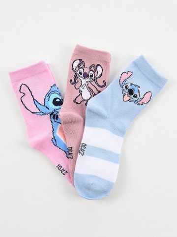 Lilo & Stitch 3er-Set: Socken "Lilo & Stitch" in Hellblau/ Rosa