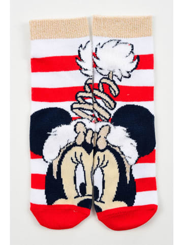Disney Minnie Mouse Skarpety "Minnie" w kolorze czerwono-biało-beżowym