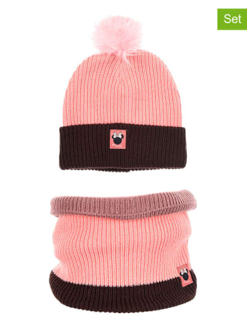 Disney Minnie Mouse 2tlg. Winteraccessoires-Set "Minnie" in Rosa/ Dunkelbraun