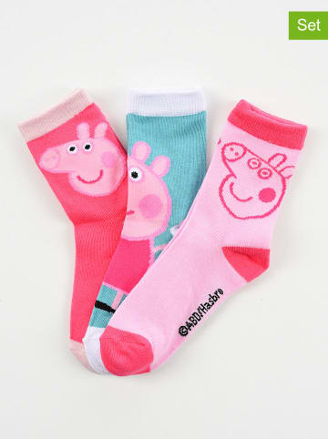 Peppa Pig 3er-Set: Socken "Peppa Pig" in Rosa/ Pink/ Türkis
