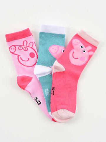 Peppa Pig 3er-Set: Socken "Peppa Pig" in Rosa/ Pink/ Türkis