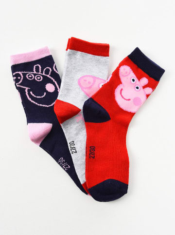 Peppa Pig 3-delige set: sokken "Peppa Pig" donkerblauw/lichtgrijs/rood