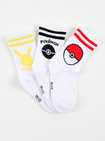 Pokémon Skarpety (3 pary) "Pokemon" w kolorze białym
