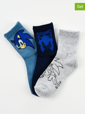 Sonic 3er-Set: Socken "Sonic Modern" in Hellgrau/ Dunkelblau/ Blau