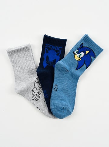 Sonic 3er-Set: Socken "Sonic Modern" in Hellgrau/ Dunkelblau/ Blau