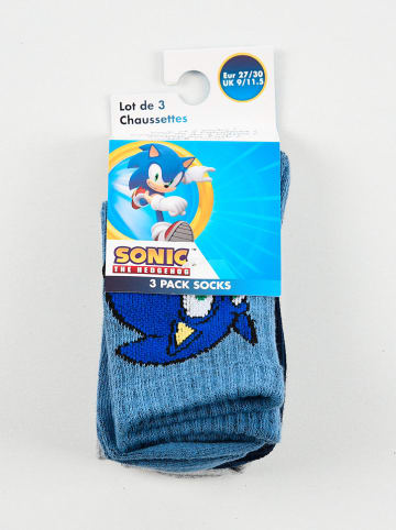 Sonic 3er-Set: Socken "Sonic Modern" in Hellgrau/ Dunkelblau/ Blau