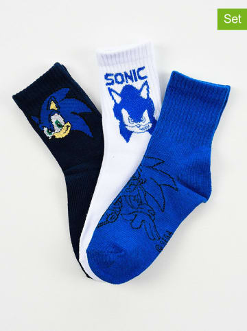 Sonic 3-delige set: sokken "Sonic Modern" wit/blauw/donkerblauw