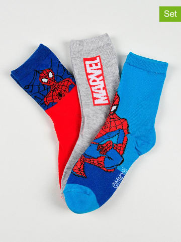 Spiderman 3er-Set: Socken "Spiderman" in Hellgrau/ Hellblau/ Rot