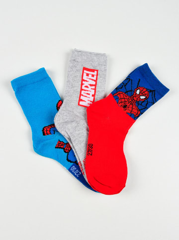 Spiderman Skarpety (3 pary) "Spider-Man" w kolorze jasnoszaro-błękitno-czerwonym