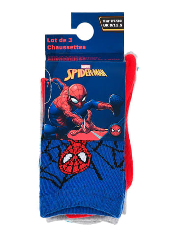 Spiderman Skarpety (3 pary) "Spider-Man" w kolorze jasnoszaro-błękitno-czerwonym