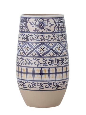 Bloomingville Vaas "Nadya" beige/blauw - (H)30,5 x Ø 16,5 cm