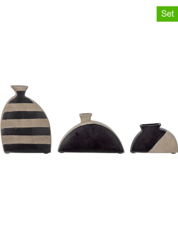 Bloomingville 3er-Set: Vasen "Nezha" in Schwarz/ Beige