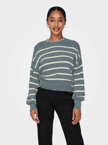 ONLY Pullover in Blau/ Weiß