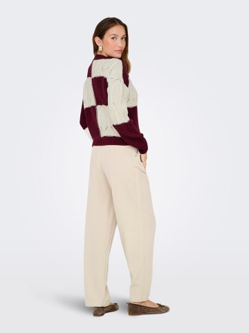 JDY Pullover in Bordeaux/ Weiß