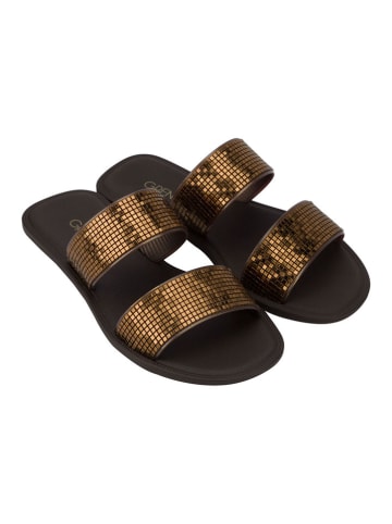 Grendha Pantoletten "Buriti Icone" in Braun/ Gold