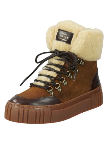 Gant Leder-Winterboots "Snowmont" in Hellbraun/ Creme