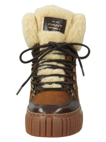 Gant Leder-Winterboots "Snowmont" in Hellbraun/ Creme