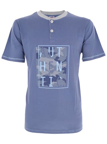 COTONELLA Pyjama in Blau/Grau