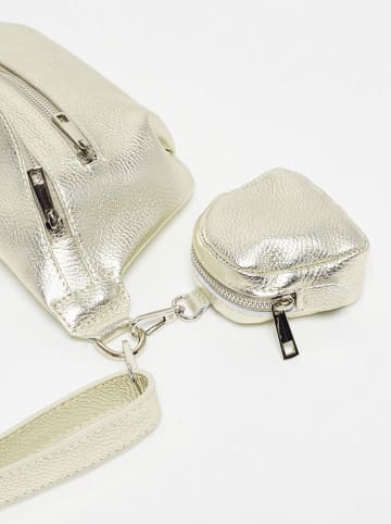 Abaco Leren borstbuidel "Tena" zilverkleurig - (B)31 x (H)14 x (D)4,5 cm