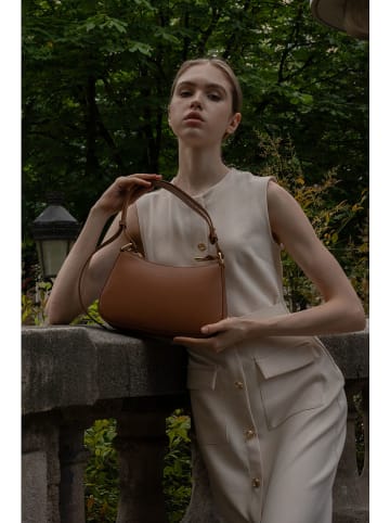 Abaco Leder-Schultertasche "Juna" in Hellbraun - (B)26 x (H)16 x (T)6 cm