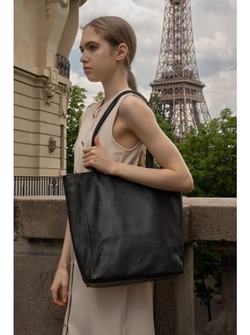 Abaco Leder-Schultertasche "Renza" in Schwarz - (B)38 x (H)33 x (T)12 cm