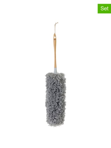 Vigar 2-delige set: microvezel plumeaus lichtbruin/grijs - (H)59 x Ø 13 cm