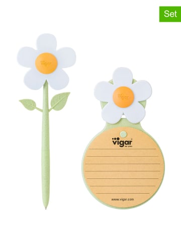 Vigar 2-delige notitieboekjeset groen/lichtbruin