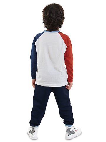 Denokids 2-delige outfit donkerblauw/wit/rood