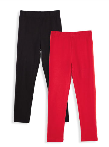 Denokids Legginsy (2 pary) w kolorze czerwonym i czarnym