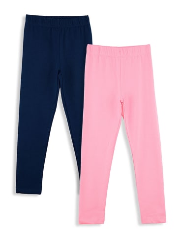 Denokids Legginsy (2 pary) w kolorze czarnym i jasnoróżowym