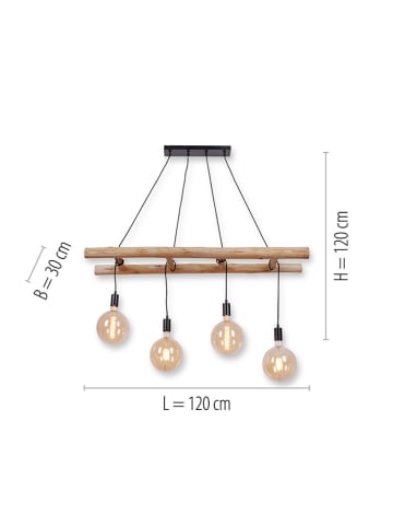 Just Light Hängeleuchte in Hellbraun - (L)120 x (B)120 cm