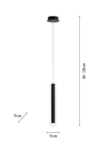 Just Light LED-Hängeleuchte in Schwarz - (L)120 x (B)15 cm