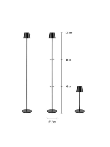 Just Light Lampa stojąca LED w kolorze czarnym - wys. 125 cm