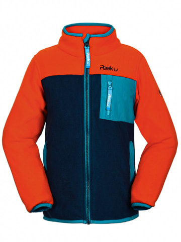 Peek U Fleecejacke "Wave" in Orange/ Dunkelblau