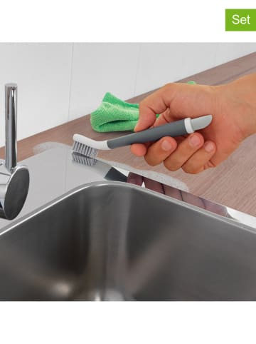 metaltex 2-delige set: 2-in-1 voegenborstel schrapers wit/grijs - (L)18 cm