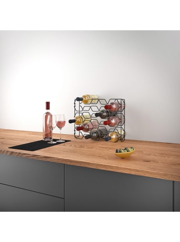metaltex Regał "Hexagon" w kolorze czarnym na butelki - 43 x 34 x 12 cm