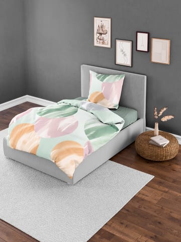 Bierbaum Satijnen beddengoedset "Bierbaum" groen/paars/oranje