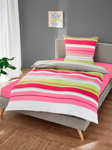 Bierbaum Komplet pościeli w kolorze różowo-zielonym z kory