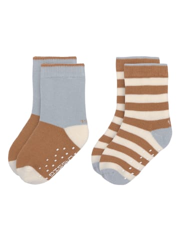Lässig 2er-Ser: ABS-Socken in Hellblau/ Beige/ Hellbraun