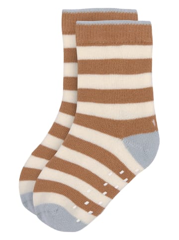 Lässig 2er-Ser: ABS-Socken in Hellblau/ Beige/ Hellbraun