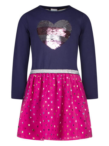 Topo Jurk donkerblauw/roze