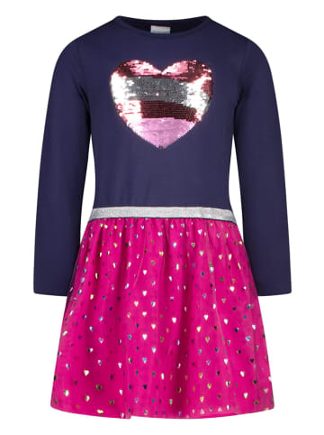 Topo Kleid in Dunkelblau/ Pink