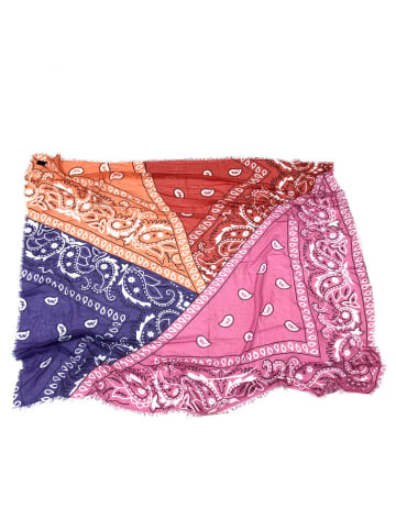 MILANO AMOUR Schal in Camel/ Pflaume/ Pink - (L)140 x (B)140 cm