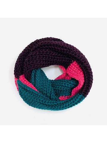 MILANO AMOUR Loop-Schal in Petrol/ Pink/ Bordeaux - (L)128 x (B)25 cm