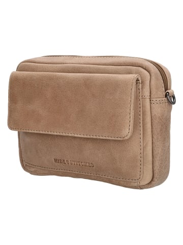 HIDE & STITCHES Leder-Umhängetasche in Beige - (B)21 x (H)14 x (T)4 cm