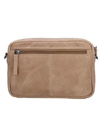 HIDE & STITCHES Leder-Umhängetasche in Beige - (B)21 x (H)14 x (T)4 cm